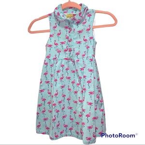 PENELOPE MACK girls sleeveless summer collared dress with Flamingo print, size 6
